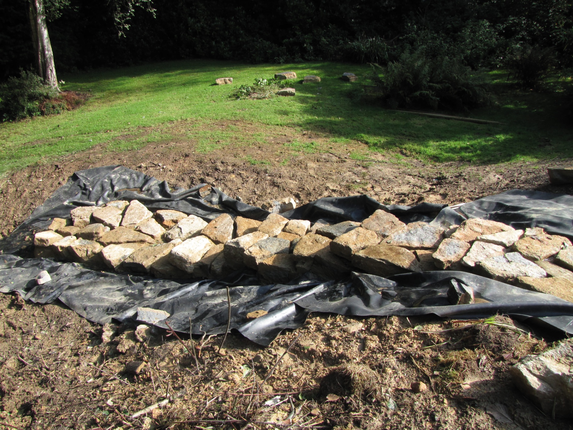 Stone waterfall foundations